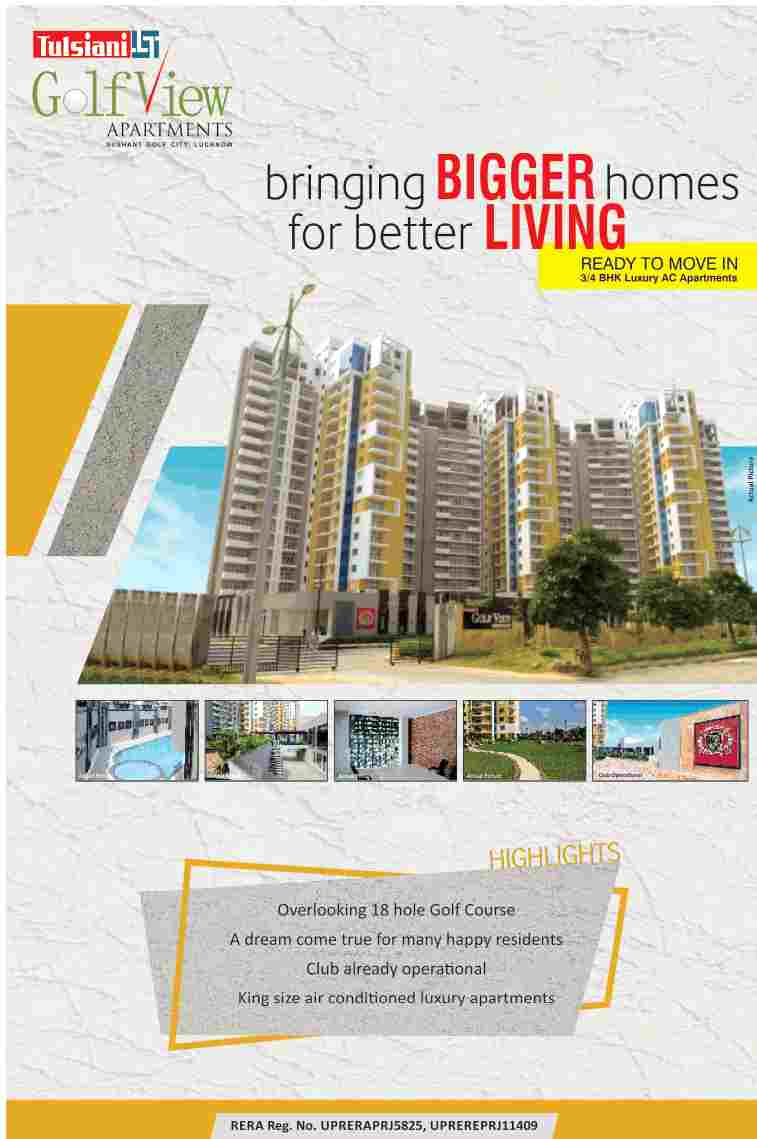 Live in ready to move bigger homes for better living at Tulsiani Golf View in Lucknow